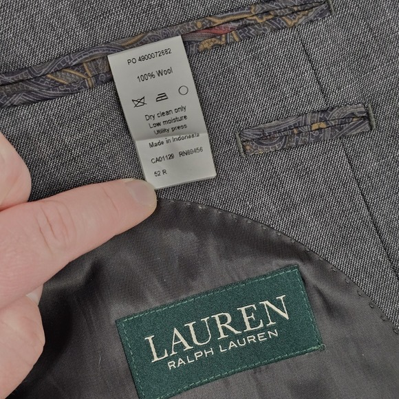Ralph Lauren Blazer 100% Wool Sport Coat Suit Jacket Size 52R Charcoal Gray - Picture 6 of 9